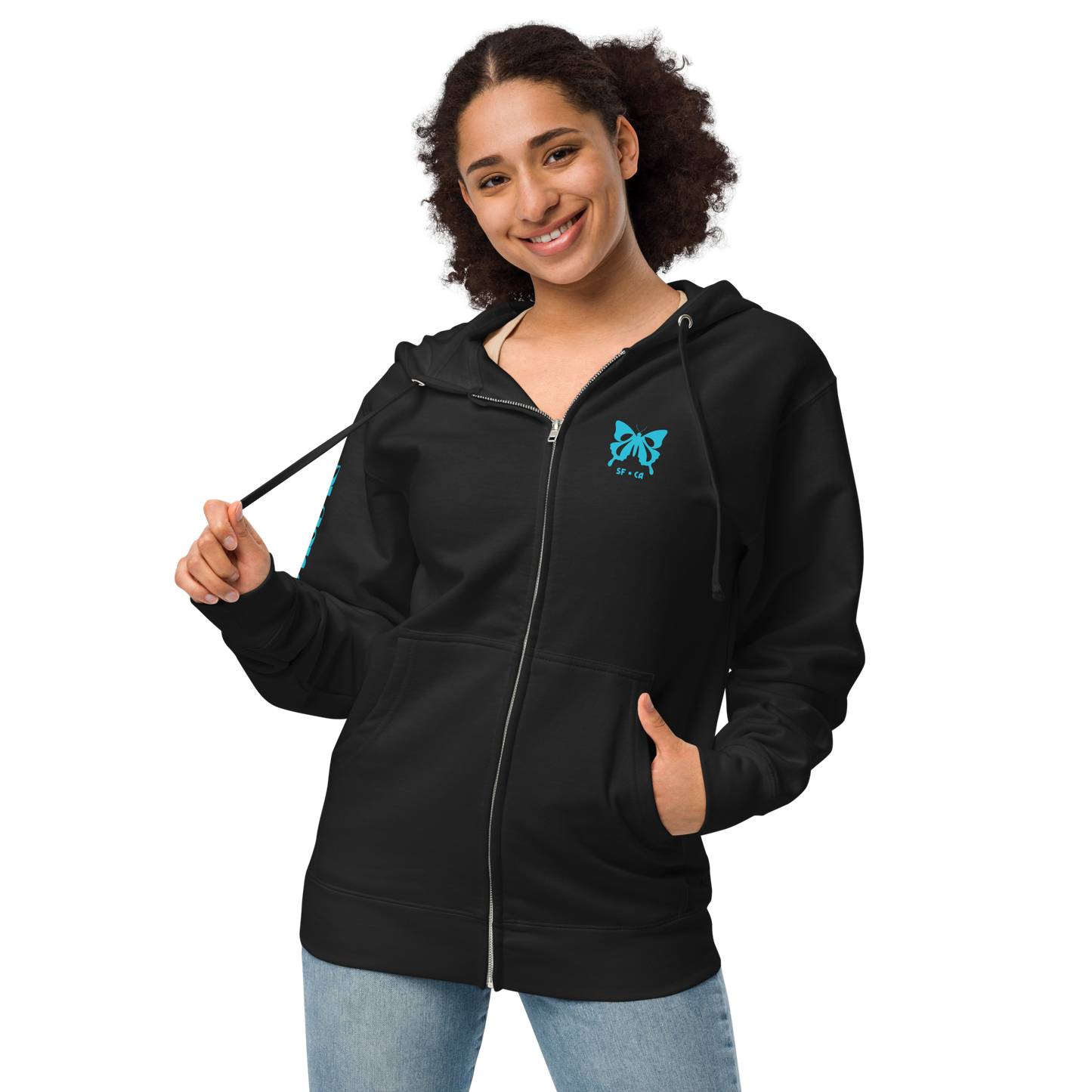 Unisex fleece zip up hoodie