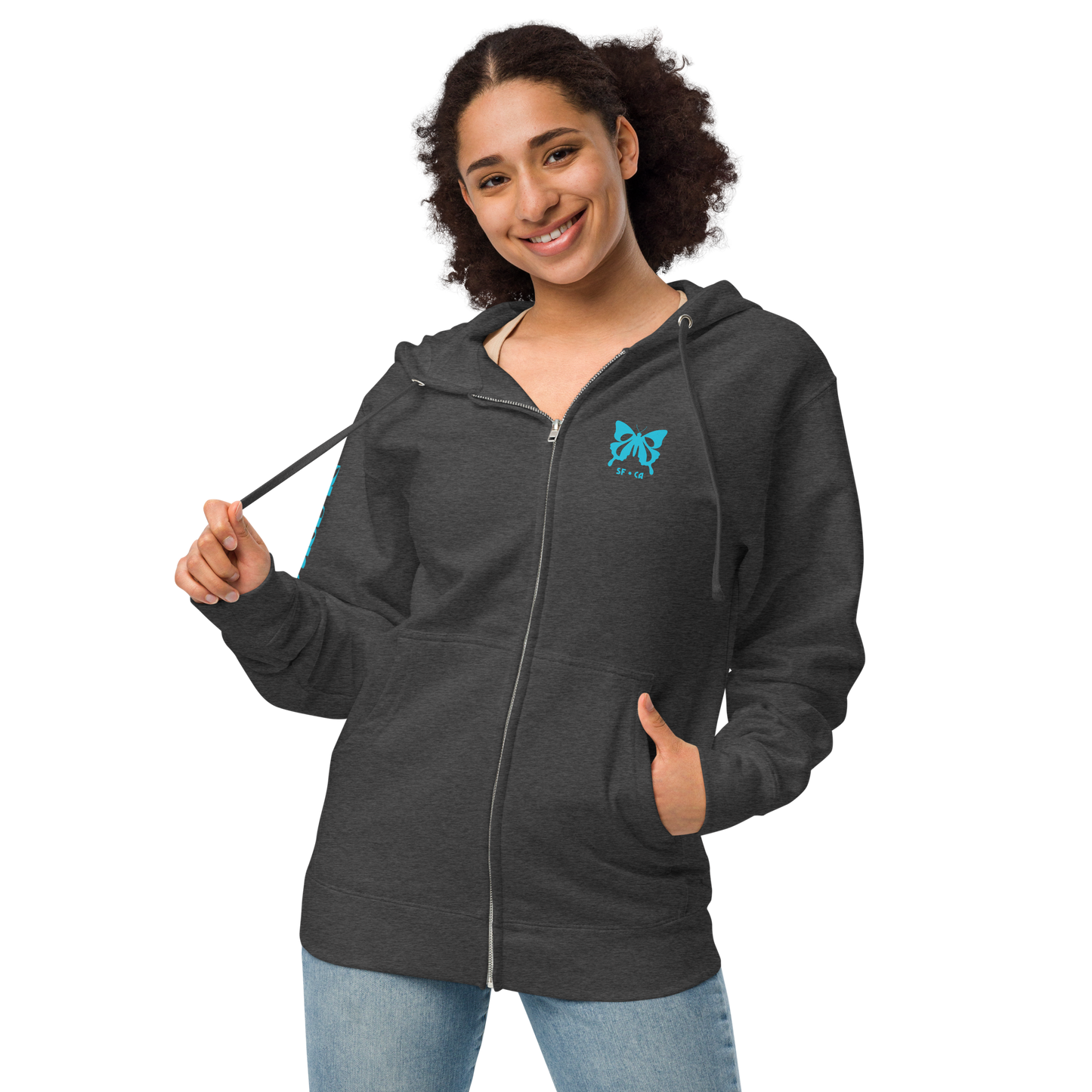 Unisex fleece zip up hoodie