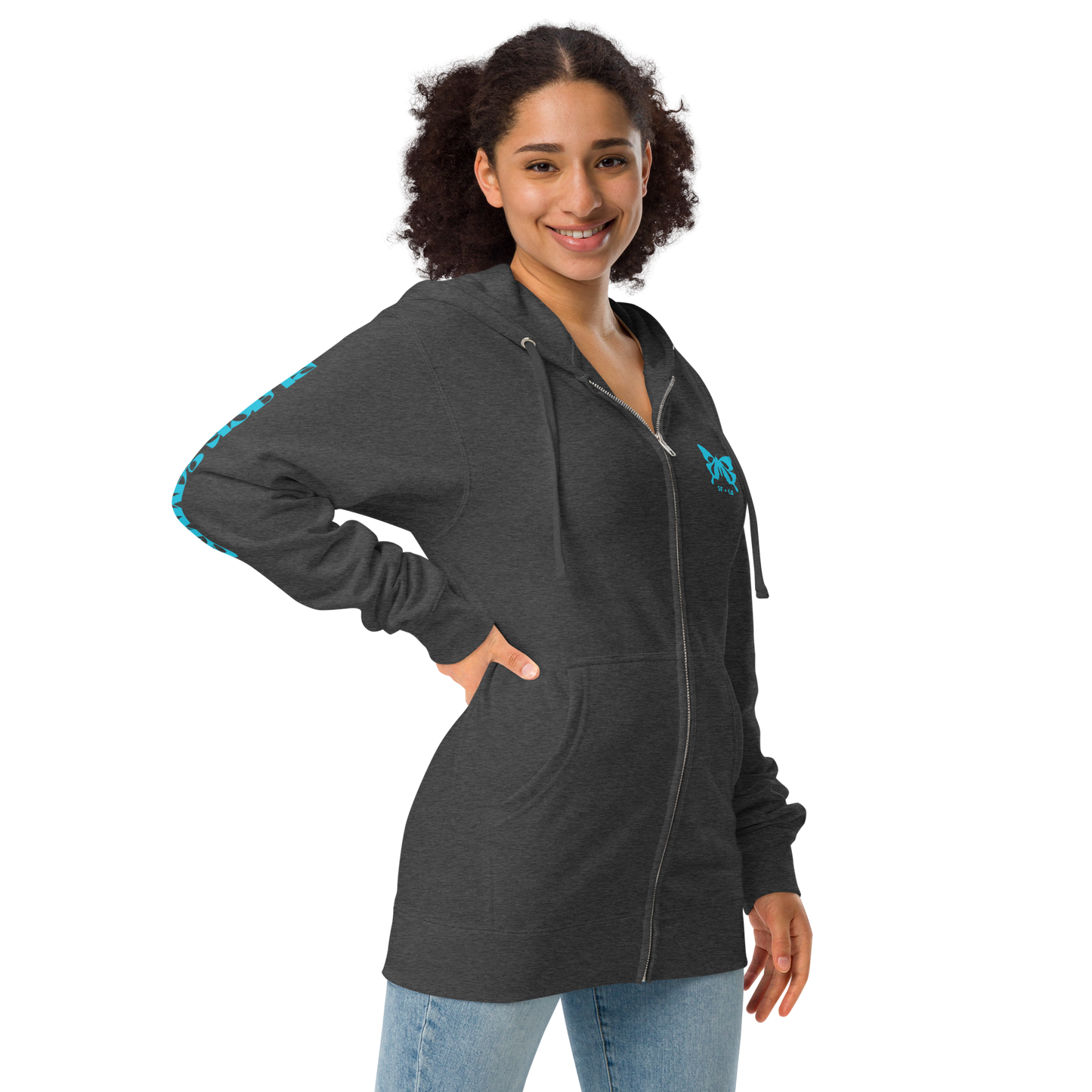 Unisex fleece zip up hoodie