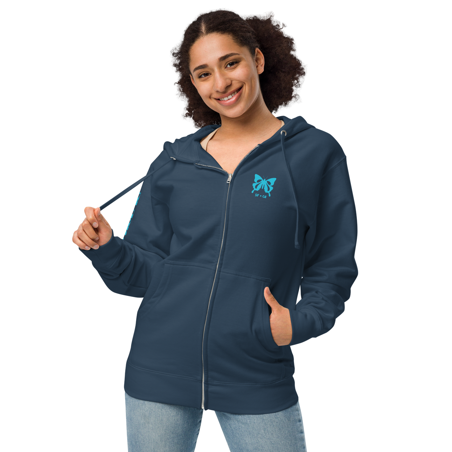 Unisex fleece zip up hoodie