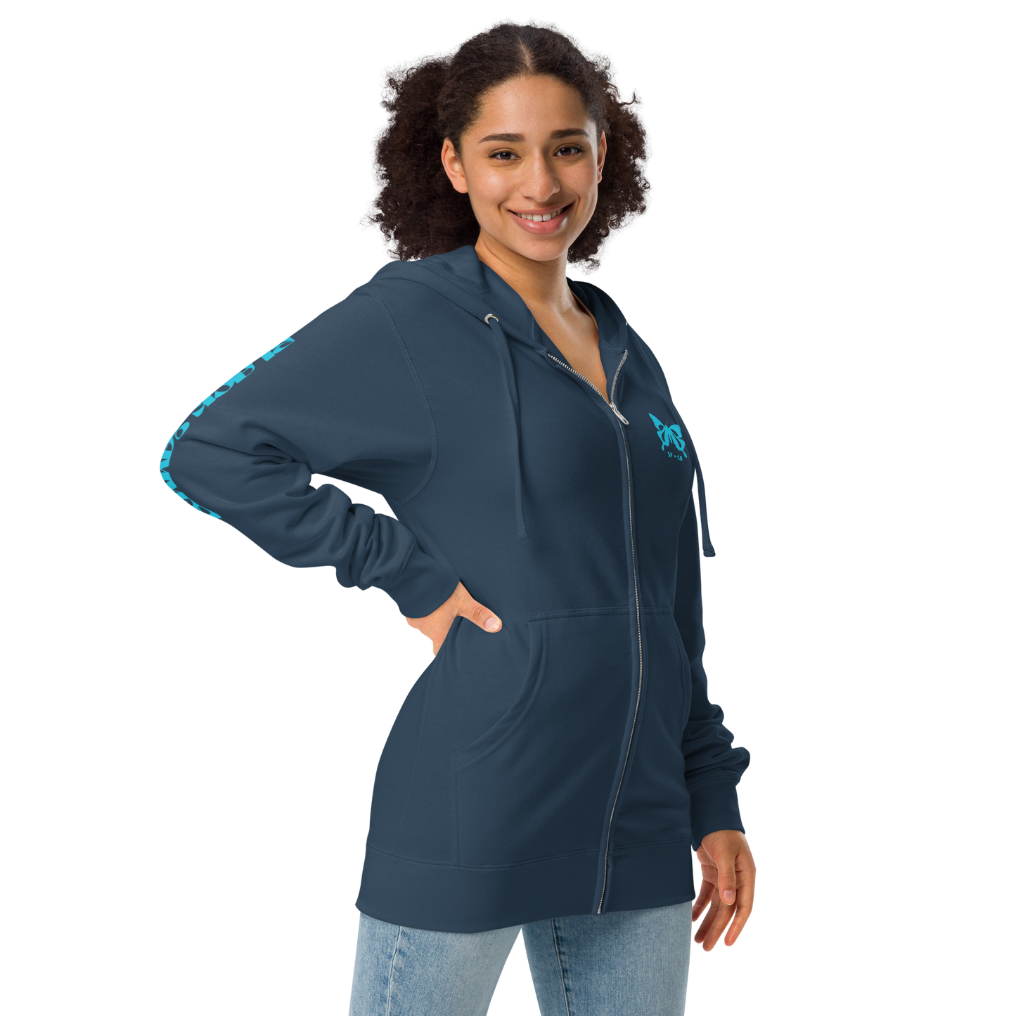Unisex fleece zip up hoodie