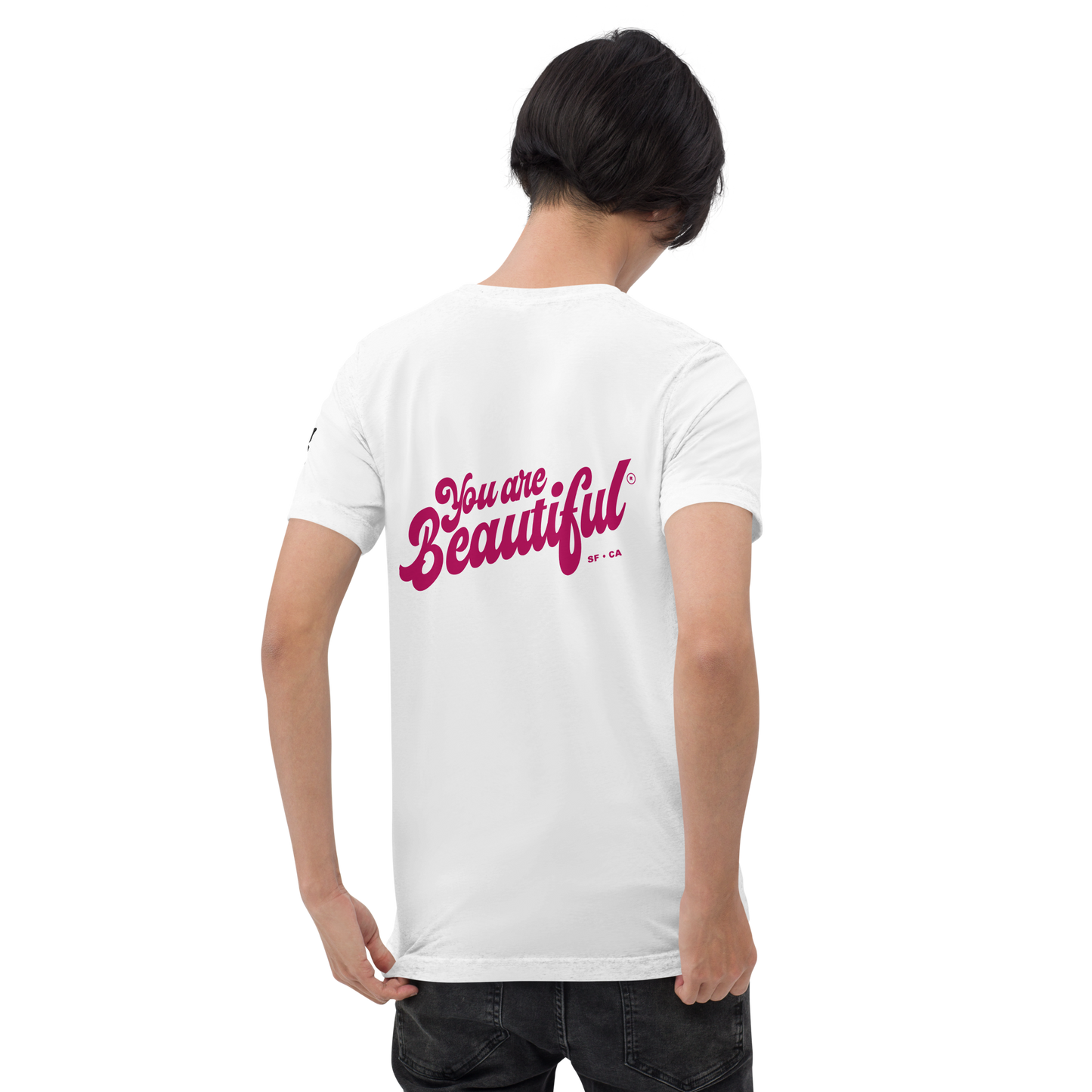 You Are Beautiful Embroidered and Printed T-Shirt